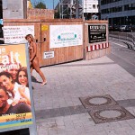 On a shopping street pedestrian area