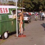 At one end of a railway bridge