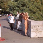 At one end of a railway bridge