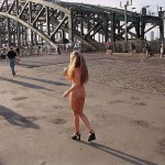 At one end of a railway bridge