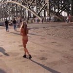 At one end of a railway bridge