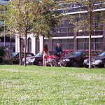 In a park joining a brief game of boccia