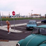 At a big gas station with a car wash