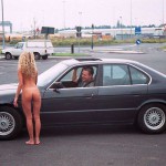 At a big gas station with a car wash