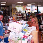 At a big gas station with a car wash