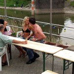 In a yachting club and on a yacht