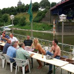 In a yachting club and on a yacht