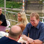 In a yachting club and on a yacht