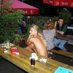 In a beer garden