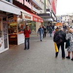 In a clothing store and the shop