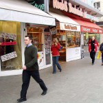 In a clothing store and the shop