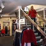 In a clothing store and the shop