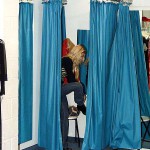 In a clothing store and the shop