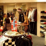 In a clothing store and the shop