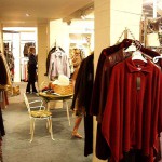 In a clothing store and the shop