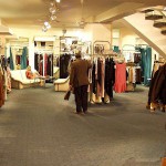 In a clothing store and the shop