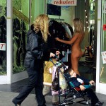 In a clothing store and the shop