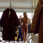 In a clothing store and the shop