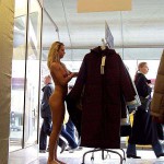 In a clothing store and the shop