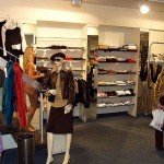 In a clothing store and the shop