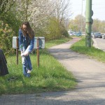 On a street and a bus parking
