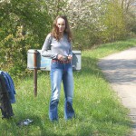 On a street and a bus parking