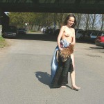 On a street and a bus parking