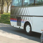 On a street and a bus parking