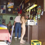 Handing out beer at a construction