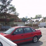 Handing out beer at a construction