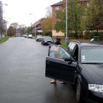 At the roadside blindfolded