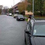 At the roadside blindfolded