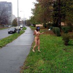 At the roadside blindfolded