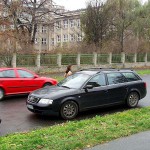 At the roadside blindfolded