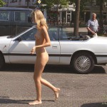 At a kiosk and in front of a street