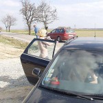 At a construction area