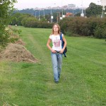 At a meadow next to a main road