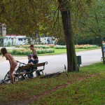 In a well frequented park