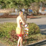 At a train and bus station