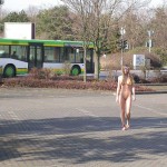 At a train and bus station