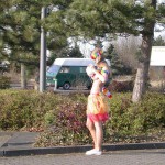 At a train and bus station