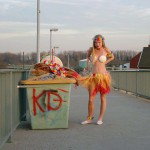 At a train and bus station