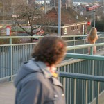 At a train and bus station