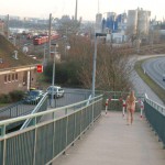 At a train and bus station