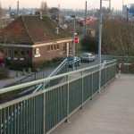 At a train and bus station