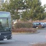 At a train and bus station