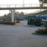 At a train and bus station