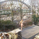 On a trail in a garage