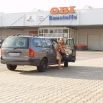 On a trail in a garage