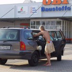 On a trail in a garage